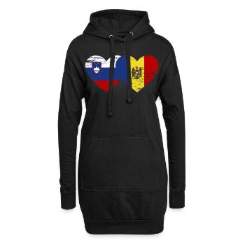Slowenien Moldau Flagge Herz used - Hoodie-Kleid - Schwarz - Vorne
