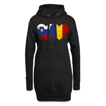 Slovénie Roumanie Drapeau Coeur - Sweat-shirt à capuche long Femme - noir - Devant