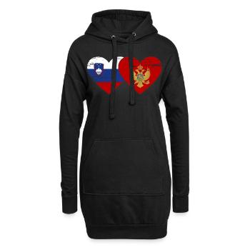 Slowenien Montenegro Flagge Herz used - Hoodie-Kleid - Schwarz - Vorne