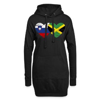 Slovénie Jamaïque drapeau coeur utilisé - Sweat-shirt à capuche long Femme - noir - Devant
