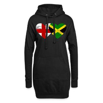 Angleterre Jamaïque drapeau coeur utilisé - Sweat-shirt à capuche long Femme - noir - Devant