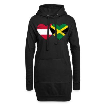 Autriche Jamaïque Drapeau Coeur utilisé - Sweat-shirt à capuche long Femme - noir - Devant