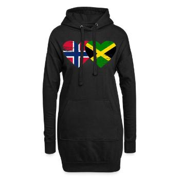 Norvège Jamaïque Drapeau Coeur Utilisé - Sweat-shirt à capuche long Femme - noir - Devant