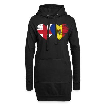 England Moldau Flagge Herz used - Hoodie-Kleid - Schwarz - Vorne