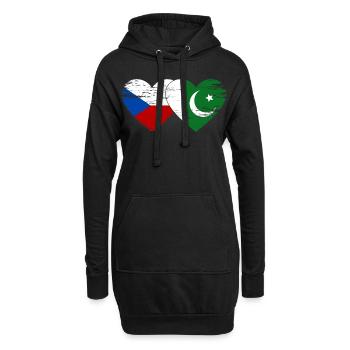 République tchèque Drapeau pakistanais coeur utilisé - Sweat-shirt à capuche long Femme - noir - Devant
