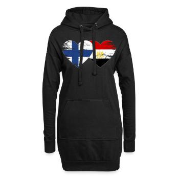 Finlande Egypte Drapeau Mains Coeur Forme Utilisé - Sweat-shirt à capuche long Femme - noir - Devant