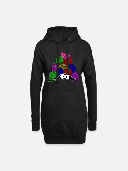 Stricken - Hoodie-Kleid - Schwarz