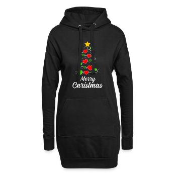 Arbre de Noël Noël Idée cadeau - Sweat-shirt à capuche long Femme - noir - Devant
