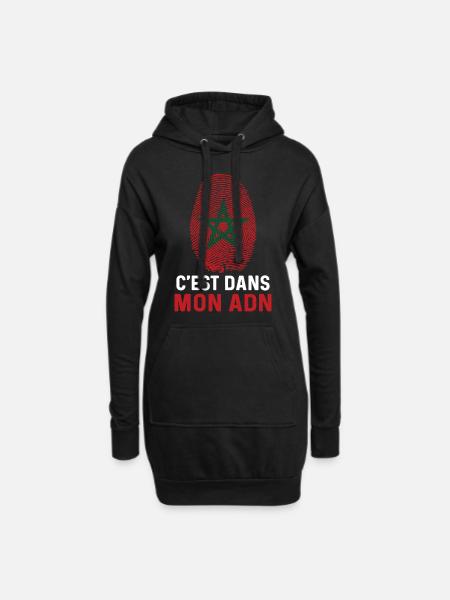 Maroc c'est dans mon adn - Sweat-shirt à capuche long Femme - noir