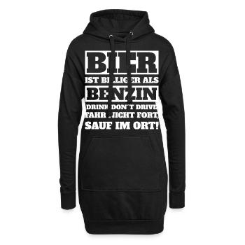 Bier ist Billiger als Benzin - Hoodie-Kleid - Schwarz - Vorne