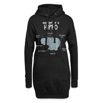 Hippo, cadeau drôle de T-shirt d'hippopotame - Sweat-shirt à capuche long Femme - noir - Devant