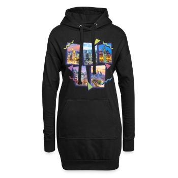 Francfort Allemagne City Skyline Collage - Sweat-shirt à capuche long Femme - noir - Devant
