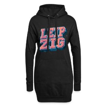 Leipzig Deutschland Stadt Schrift Vintage Retro - Hoodie-Kleid - Schwarz - Vorne