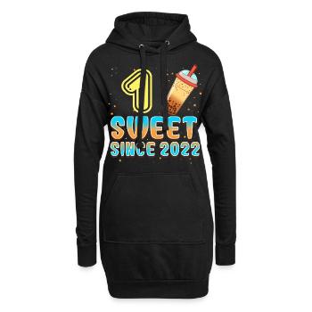 1. Geburtstag Bubble Tee - Hoodie-Kleid - Schwarz - Vorne