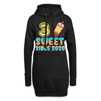 3. Geburtstag Bubble Tee - Hoodie-Kleid - Schwarz - Vorne