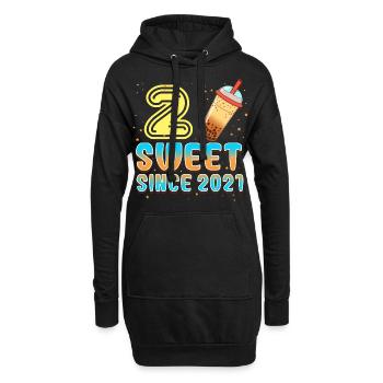 2. Geburtstag Bubble Tee - Hoodie-Kleid - Schwarz - Vorne
