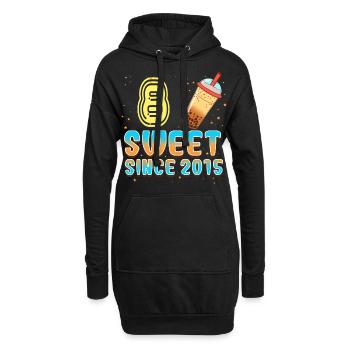 8. Geburtstag Bubble Tee - Hoodie-Kleid - Schwarz - Vorne