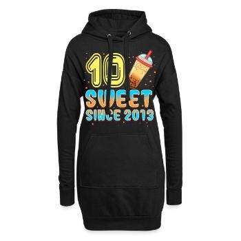 10. Geburtstag Bubble Tee - Hoodie-Kleid - Schwarz - Vorne