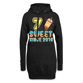 7. Geburtstag Bubble Tee - Hoodie-Kleid - Schwarz - Vorne