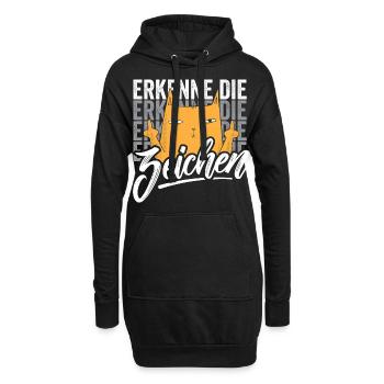 Erkenne die Zeichen Katze - Hoodie-Kleid - Schwarz - Vorne