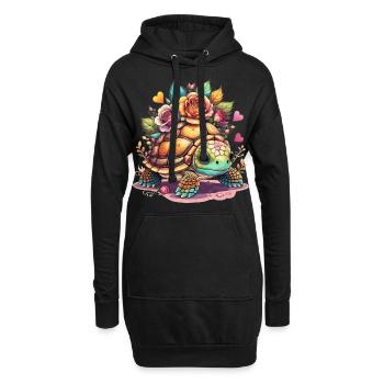 Tortue douce parmi les roses - Sweat-shirt à capuche long Femme - noir - Devant