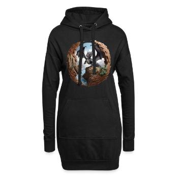 Drache - Hoodie-Kleid - Schwarz - Vorne