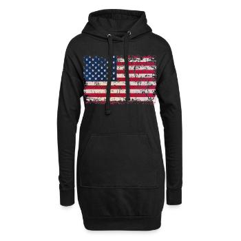 USA Flagge Fahne Stars and stripes - Hoodie-Kleid - Schwarz - Vorne