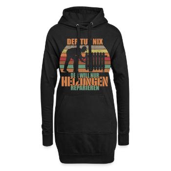 Il ne fait rien, il veut juste réparer le chauffage - Sweat-shirt à capuche long Femme - noir - Devant