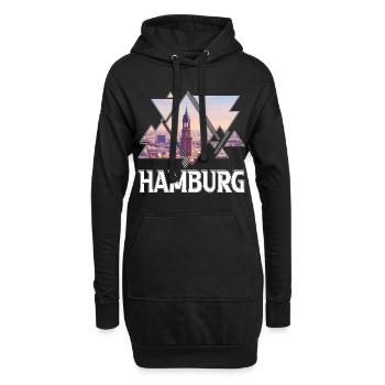Hambourg Allemagne city skyline home love - Sweat-shirt à capuche long Femme - noir - Devant