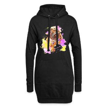 Tiger Splash Grunge Colorful Animal Predator Art - Sweat-shirt à capuche long Femme - noir - Devant
