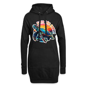 Safe the ocean - Hoodie-Kleid - Schwarz - Vorne