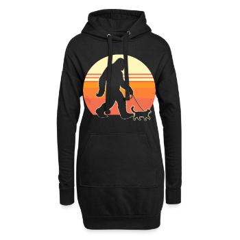 Bigfoot Cat - Hoodie Dress - black - Front