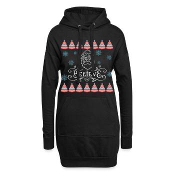 Thème de Noël laid Believe in Santa Quote - Sweat-shirt à capuche long Femme - noir - Devant