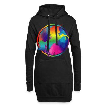 Buntes Einhorn Regenbogen knallig Geo Geschenk - Hoodie-Kleid - Schwarz - Vorne