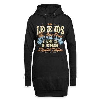 De vraies légendes sont nées en novembre 1988 - Sweat-shirt à capuche long Femme - noir - Devant