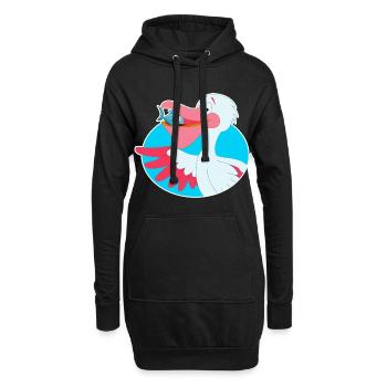 Cadeau de bande dessinée poisson oiseau pélican - Sweat-shirt à capuche long Femme - noir - Devant