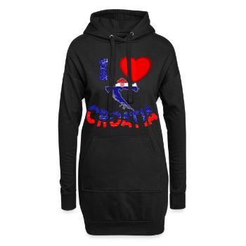 J'adore la Croatie T-shirt - cadeau Croatie - Sweat-shirt à capuche long Femme - noir - Devant