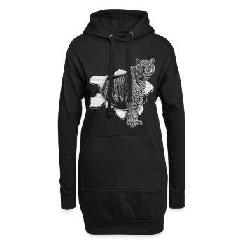 Tigre Tiger Tiger Zoo Animal 3D effet - Sweat-shirt à capuche long Femme - noir - Devant