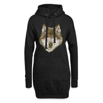 loup - Sweat-shirt à capuche long Femme - noir - Devant