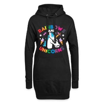 Cadeau de licorne arc-en-ciel - Sweat-shirt à capuche long Femme - noir - Devant