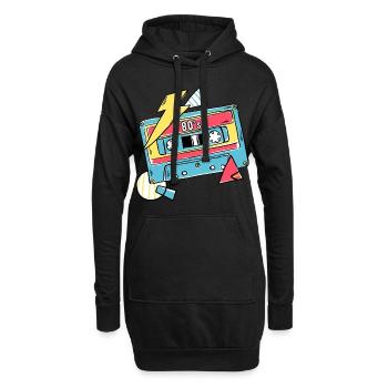 Kassette Musik 80s Geschenk Pop Style Geschenkidee - Hoodie-Kleid - Schwarz - Vorne