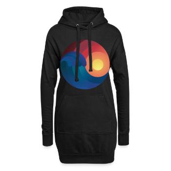 Surfer Ozean Wellenreiten Geschenk Welle shaka - Hoodie-Kleid - Schwarz - Vorne
