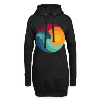 Surfer Ozean Wellenreiten Geschenk Welle shaka - Hoodie-Kleid - Schwarz - Vorne
