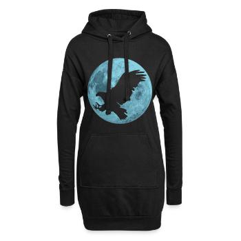Aigle pleine lune - Sweat-shirt à capuche long Femme - noir - Devant