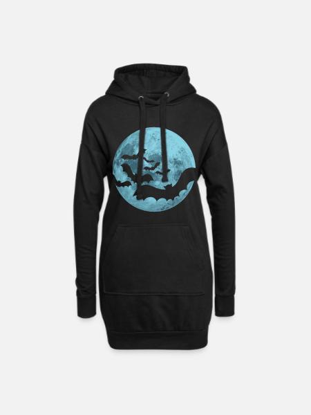 Fledermäuse Vollmond - Hoodie-Kleid - Schwarz