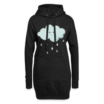 Nuage avec cadeau de nuage pluie gouttes de pluie - Sweat-shirt à capuche long Femme - noir - Devant