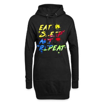 Art aquarelle manger sommeil art répéter - Sweat-shirt à capuche long Femme - noir - Devant
