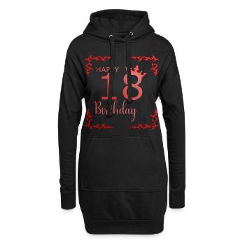 18. Geburtstag - Hoodie-Kleid - Schwarz - Vorne