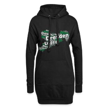 Sachsen Bundesland: Sächsische Städte - Hoodie-Kleid - Schwarz - Vorne