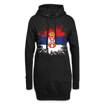 La couleur du drapeau serbe - Sweat-shirt à capuche long Femme - noir - Devant